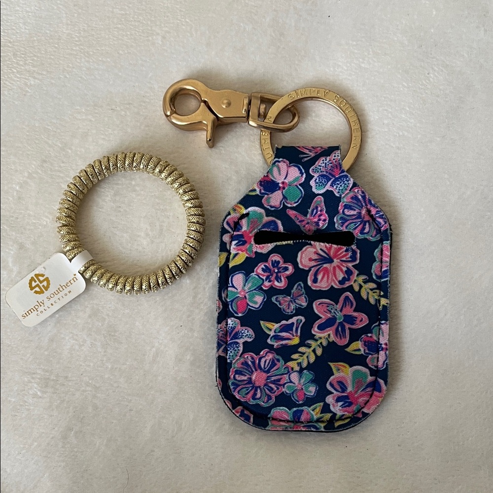 Simply Southern Navy Floral Keychain and a NEW Gold Pony Holder.